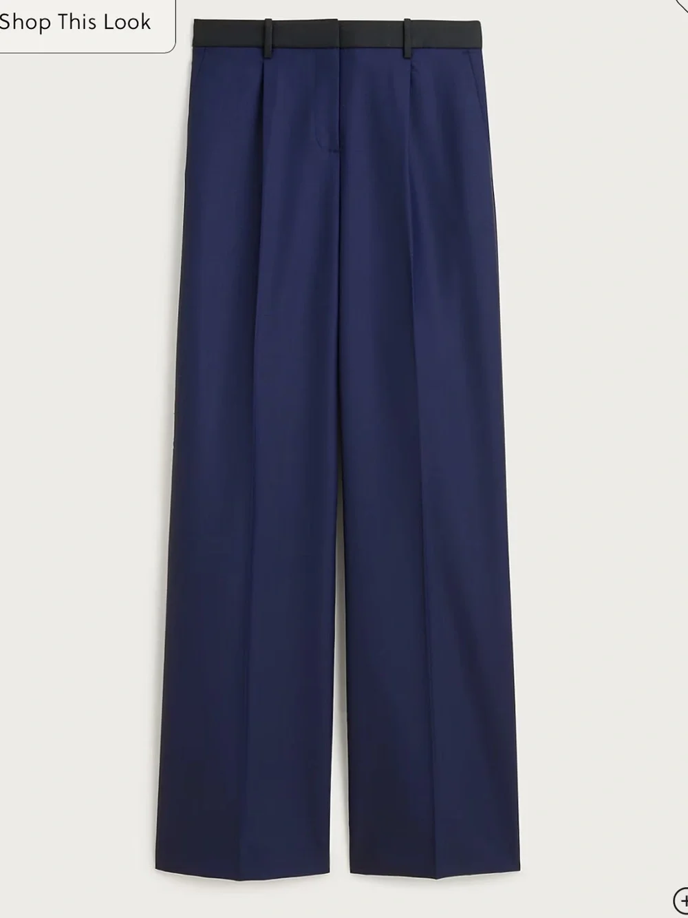 J crew navy Relaxed-fit pleated pant in wool blend